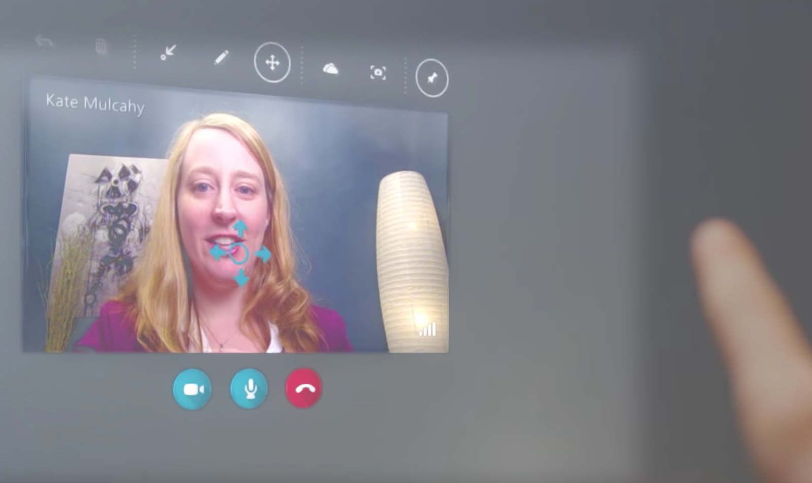Close up of the remote participant view in a holographic video call.