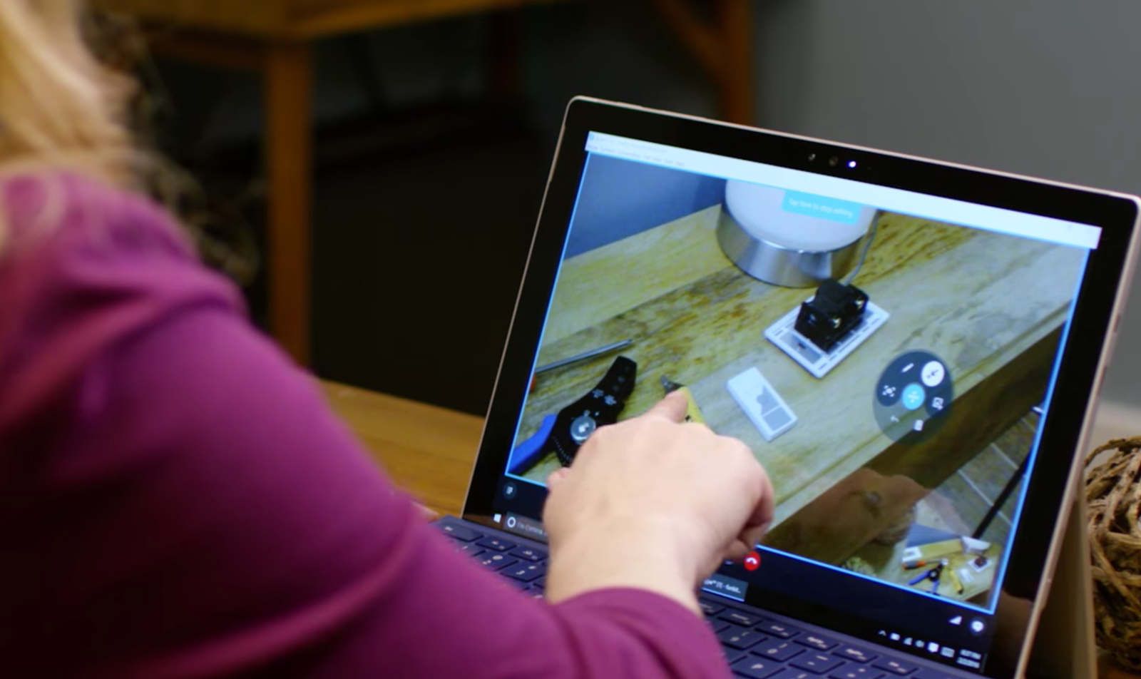 Remote Windows participant view in a holographic video call.