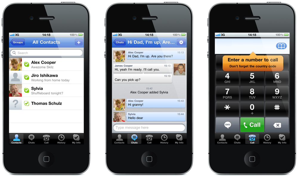 Chat view in Skype for iPhone