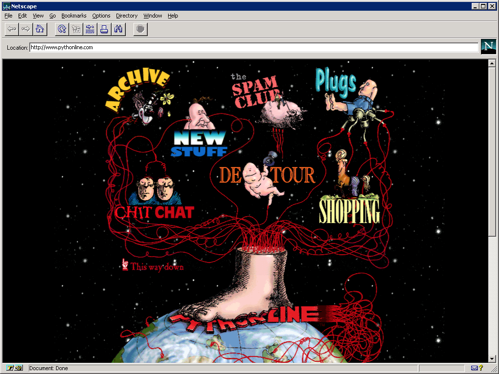 The main menu illustration, hand-coloured by Mark McLaughlin.