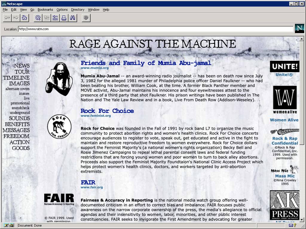 Links for fans to get engaged with social and activist causes