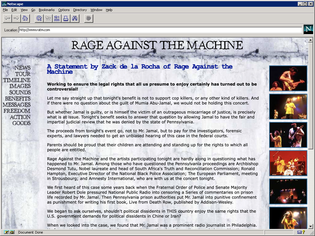 A statement by Zack de la Rocha of Rage Against The Machine