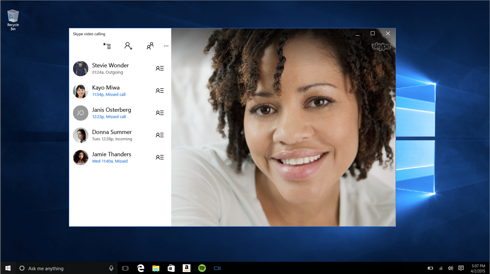 Windows 10 native 'Skype video calling' application