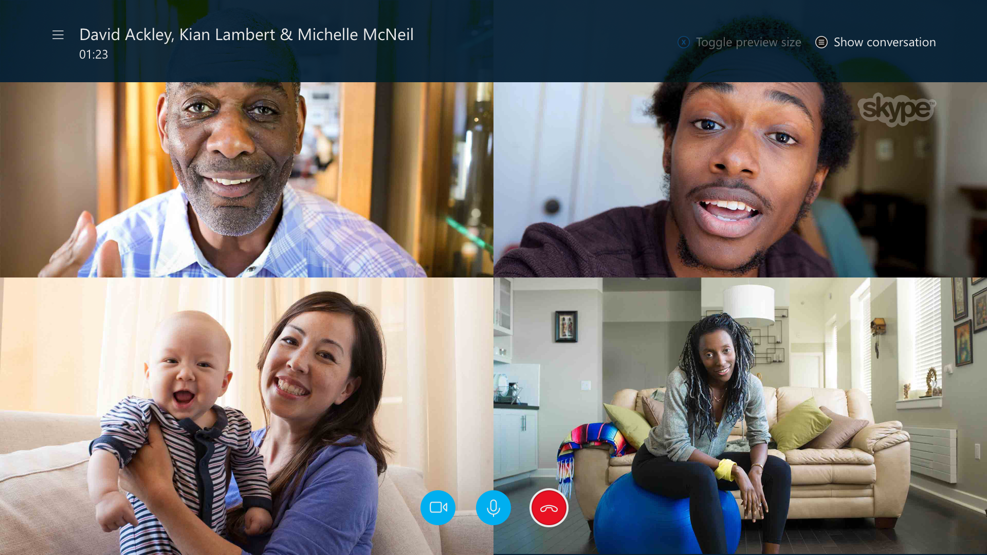 Multi-party video call in Skype for Xbox One